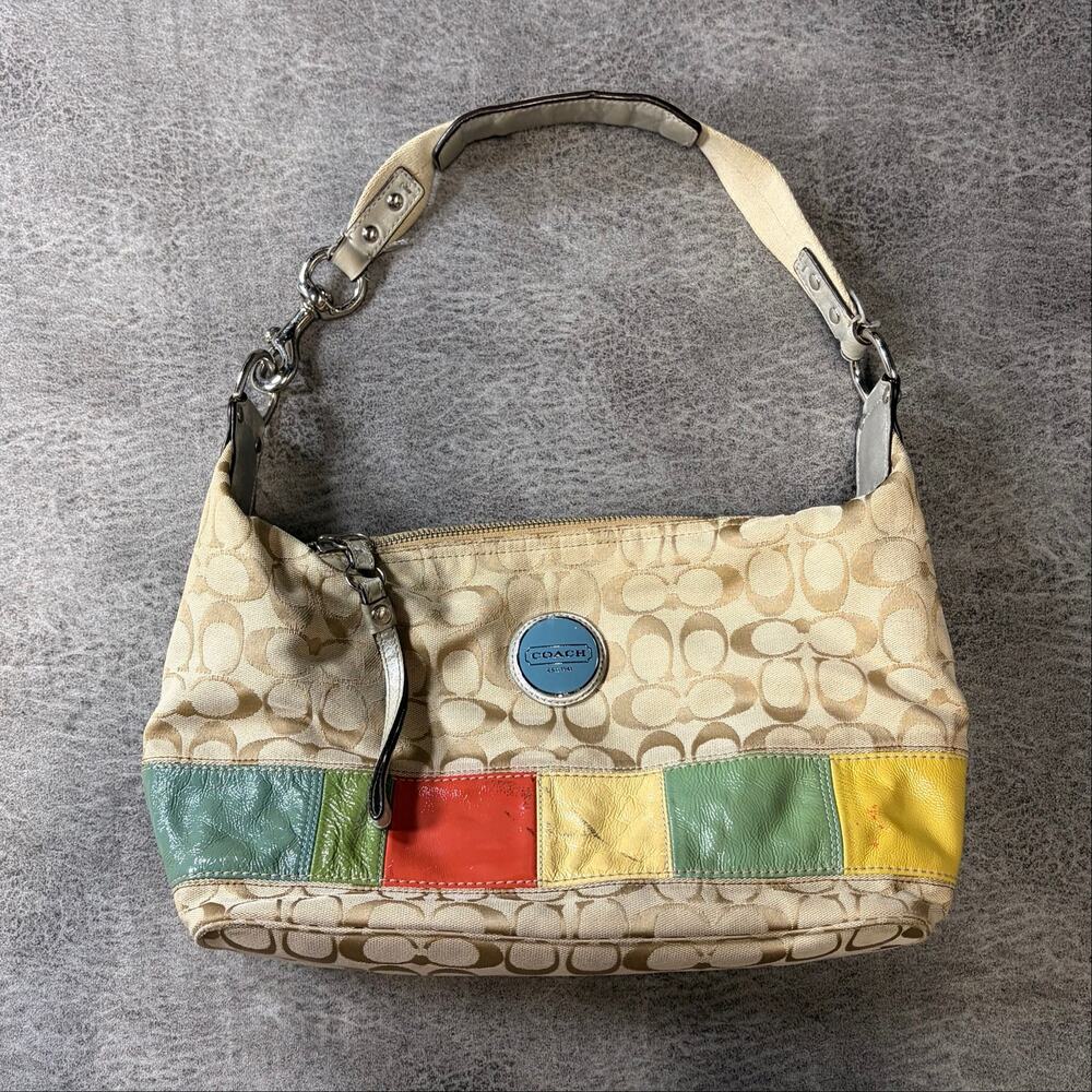 Coach Signatue Patchwork Hobo Shoulder Bag